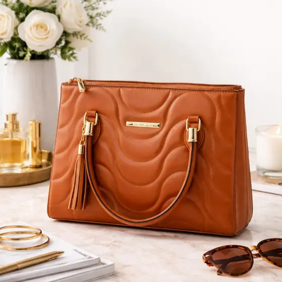 Bolsa Feminina de Mão e Transversal Copacabana- Alça Ajustável, Detalhes Dourados. Bolsa Grande Média