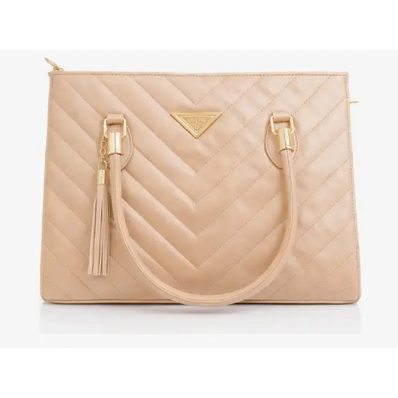 Bolsa Feminina de Mão e Transversal - Alça Ajustável, Detalhes Dourados. Bolsa Grande