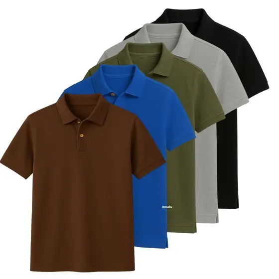 kit 05 camisas polo masculina casual algodão piquet p ao gg
