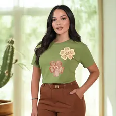 Blusa Feminina Estampada Algodão Premium Gola Redonda Manga Curta Várias Cores