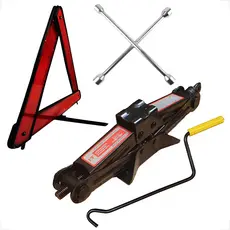Kit Macaco 1 Ton + Triângulo Sinalizaçao + Chave Roda Cruz