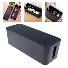 Caixa Organizadora P/ Tomadas Fios Cabos Filtro de Linha Extensão Esconde Fios 40cm Preto Grande