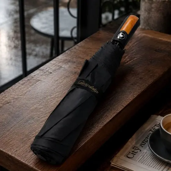 Guarda Chuva Grande Reforçado Facinato Automático Contra Vento Cabe Na Bolsa Cabo Em Madeira