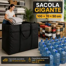 Sacolão Gigante Extra GGG Bolsa Lona Viagem Dobrável Multi Uso Compra Mudança GGG 107 - 350 Litros