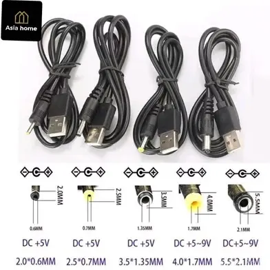Usb Um Macho Para 3.5  5.5mm Conector 5 V Dc Carregador Cabo De Alimentação Do Cabo | USB A Male to 2.0  3.5  5.5mm
