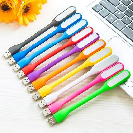 KIT 10 Luminária Led Mini Luz Lampada Alto Brilho Abajur Notebook PC Usb Flexível Portátil