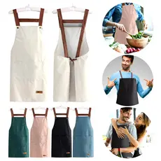 Avental de cozinha resistente a óleo e água, com grandes bolsos frontais e babador ajustável para o cozinheiro doméstico