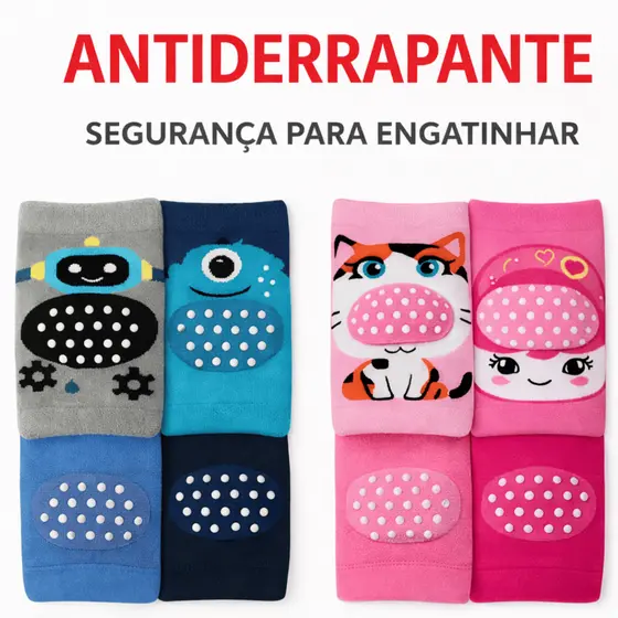 Joelheira Bebê Antiderrapante para Engatinhar Proteção e Conforto - Menina Menino
