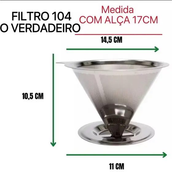 Filtro De Café Coador Inox 104 Extra Grande Reutilizável