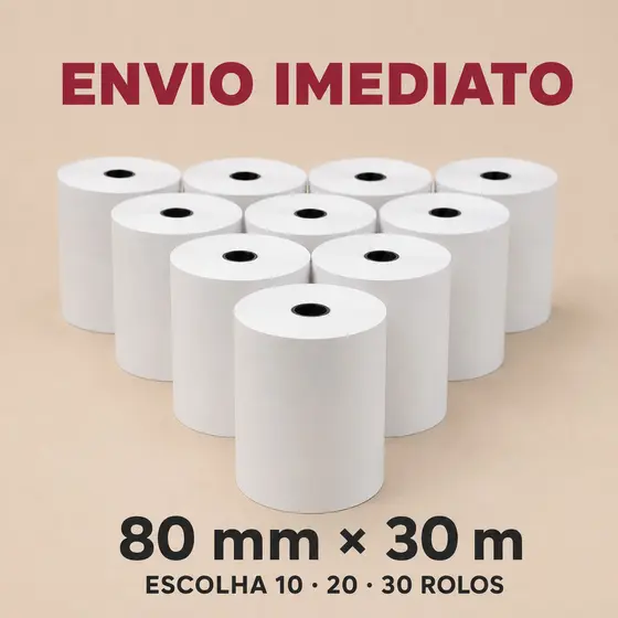 Bobina Térmica Cupom Fiscal 80mm x 30m - PDV/Loja