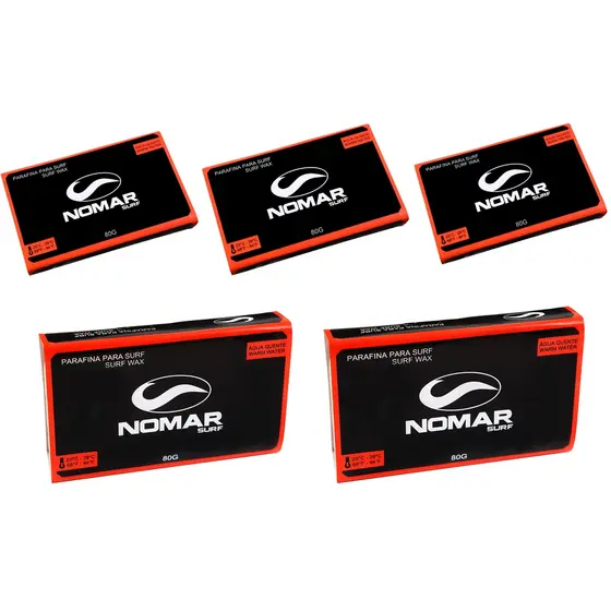 Kit 5un Parafina Nomar Surf Água Quente 80g
