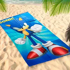Kit Toalha Infantil Banho Grande Praia e toalha de Rosto Algodão Personagem Sonic