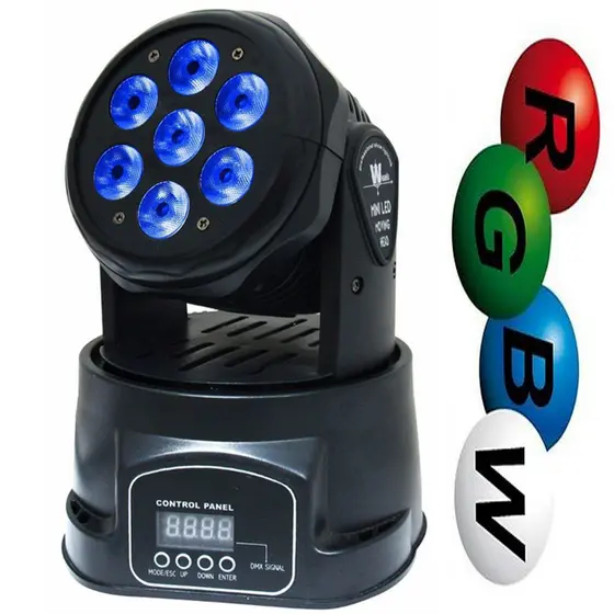 Mini Moving Head Wash 7 Led Quadriled Rgbw Dmx