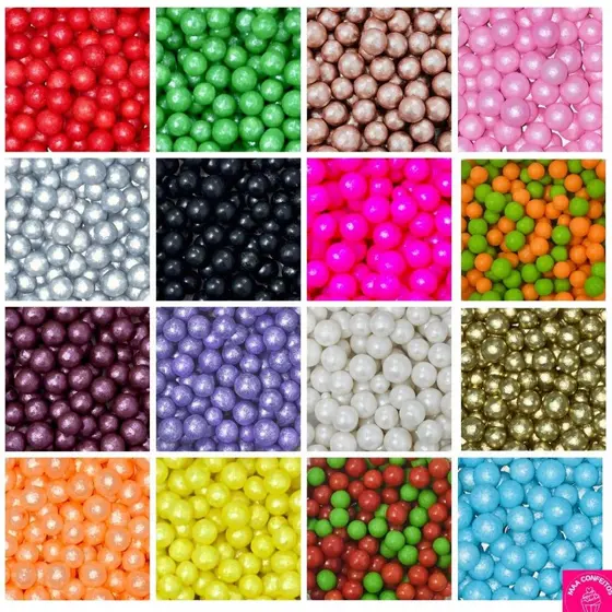 Pérola 50g Confeitos de açúcar Sprinkles 100% comestíveis tamanhos P, M, G - Diversas Cores e Opções