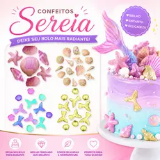 Confeitos de açúcar 100% comestíveis Sereia Conchas Marinheiro Fundo do Mar - Jady Confeitos