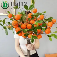 Ramo De Laranja Artificial HALB , Folhas Verdes , Falsa , Fruta , Árvore Frutífera De Simulação De Plástico
