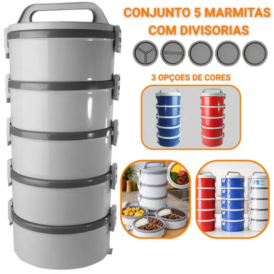 JOGO DE 5 MARMITAS TERMOPRATOS COM ALÇA E PRESILILHAS MULTIUSO 1,5 L - SOPRANO
