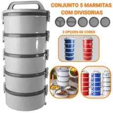 JOGO DE 5 MARMITAS TERMOPRATOS COM ALÇA E PRESILILHAS MULTIUSO 1,5 L - SOPRANO