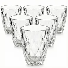 Copo de Vidro 6 Unidades 300ml Grosso Diamante Elegante Água Suco Refrigerante Resistente