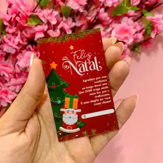 100 Cartões Agradecimento ao Cliente , Tags Tema Natal (Papel Fotográfico Brilho) - 50 ou 100 unids.