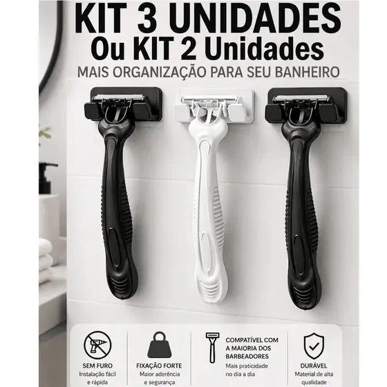 Suportes de Gilete 1/2/3 unidades para Banheiro Barbeador Parede Adesivo 3M Sem Furar