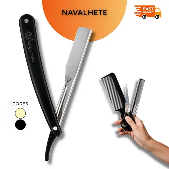 Navalhete Navalha Barbeiro Uso Profissional Inox - 1 ou 2 unidades