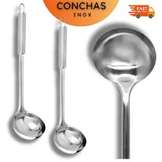Kit 2 Conchas Sopa Feijão Caldos Inox Concha Cozinha Grande 32 cm