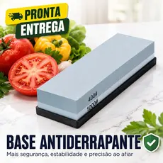 Pedra Amolar Faca Dupla Face 400/1000 Premium Não Escorrega Para Cozinha Churrasco