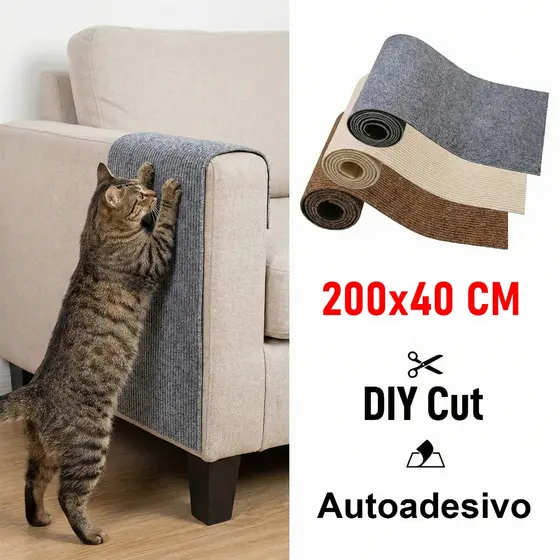 Arranhador para Gato Adesivo Protetor de Sofá e Cama Box, Carpete Premium 40x100cm / 40x200cm