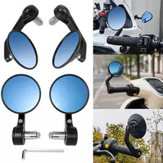 Par Retrovisor de Guidão 7/8" para Moto Scooter Espelho Azul Anti-Ofuscante