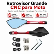 Par Espelho Retrovisor Moto Alumínio Piramide Lente Azul Universal