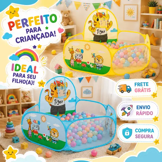 Piscina Dobrável Infantil PARA bolinhas com cesta de basquete (Bolinha não inclusa!) - 112x74cm - ZP-1733