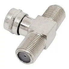 Conector F / Coaxial Tipo T 1 Macho Rosca X 2 Fêmeas Rosca