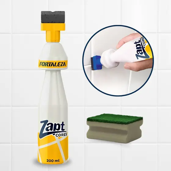 Tinta Para Rejunte Zapt Branco Fortaleza 200ml Prático Alta Cobertura Piso Parede Cerâmica Porcelanato Banheiro Cozinha