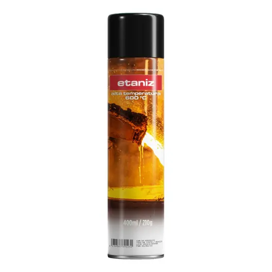 Tinta Spray Preto Fosco Alta Temperatura 400ml - Etaniz