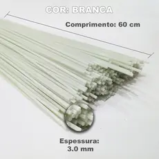 4kg Vareta De Fibra De Vidro 3.0mm - Branca - 60cm