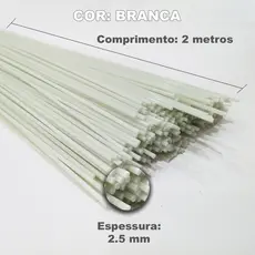 2kg Vareta De Fibra De Vidro 2.5mm - Branca - 2 Metros Gaiola / Raia / papagaio decoração de festa Suporte de balão