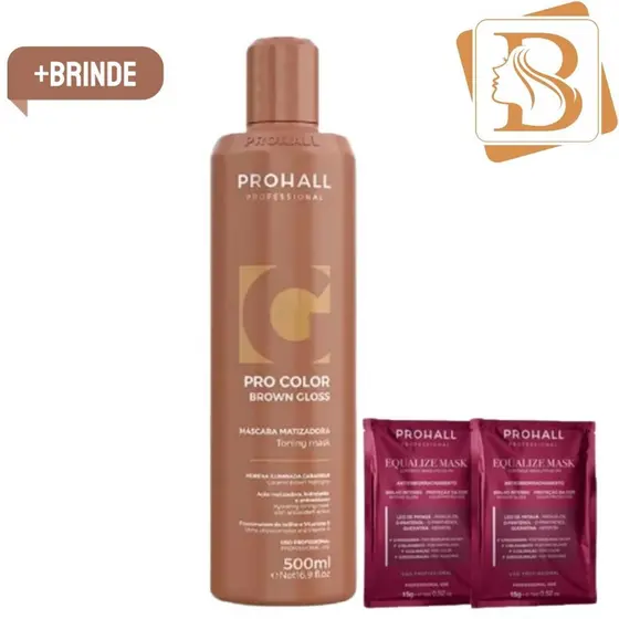 Prohall Máscara Matizadora Brown Gloss Efeito Morena Iluminada Caramelo 500ML