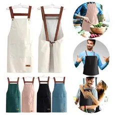 Avental de cozinha resistente a óleo e água, com grandes bolsos frontais e babador ajustável para o cozinheiro doméstico