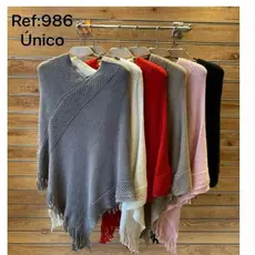 Ponche de lã com pelos feminina/xale tricot feminina/986