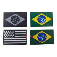 Bandeira do Brasil Emborrachada Colorida De Velcro para Mochilas Bolsas Decoração Borracha