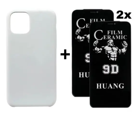 Kit 3em1 Capa Branca + 2x Película Cerâmica Privacidade Para iPhone 11 12 13 14 15 16 Pro Max | iLux