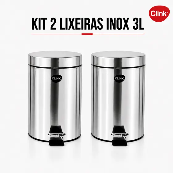 2 ou 1 Lixeira Inox 3L Com Pedal Cesto Removível Com Alça Escova Sanitária Inox Banheiro Cozinha