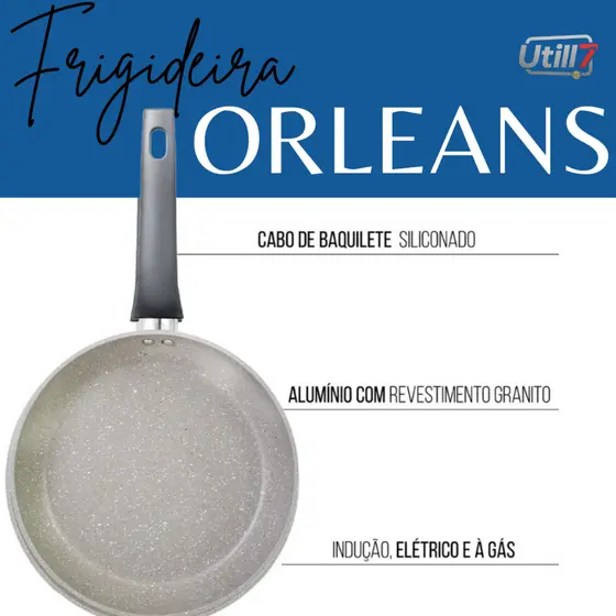 Frigideira Cerâmica Antiaderente Orleans 20cm ou 24cm Indução Gás Granito Tapioca Ovo Forno Master