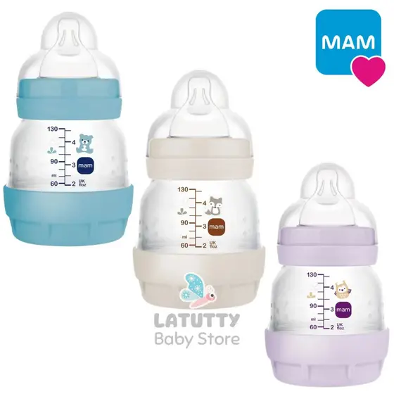 Mamadeira MAM Start 0 Meses 130ml Mamadeira RN Anticólica Bico Silicone Fluxo Super Lento Original MAM