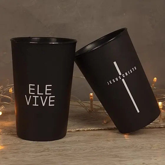 Copo Lembrancinha Evangélica Ele Vive Kits 5 a 20un Lembrança Culto, Congresso Festa Igreja Cristã