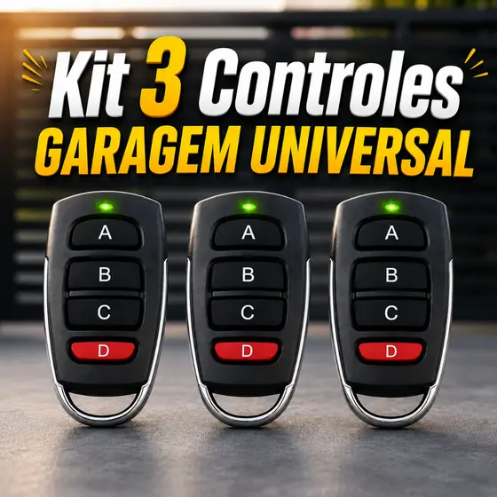 Controle de Garagem Portão Eletrônico Universal 433MHz Alarme Residencial Com Chaveiro
