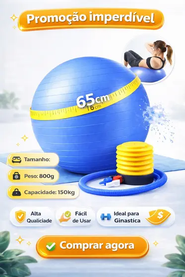 Bola de Ginástica Suiça Yoga Pilates 75cm Bola de Pilates Inflável Anti Estouro - Bozu