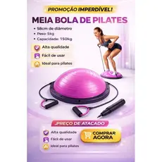 MEIA BOLA PILATES YOGA COM BOMBA E ALÇAS - ROSA