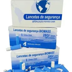 LANCETA DE SEGURANÇA AUTOMATICA 28G X 1.8MM C/100 - BIOMASS